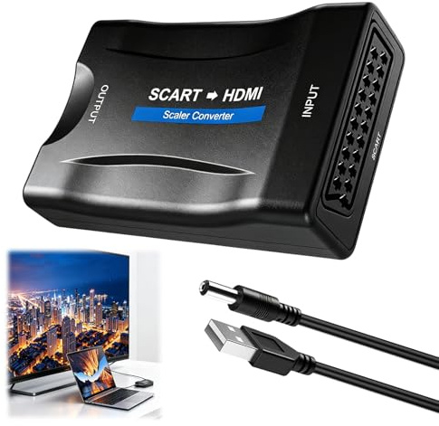 Adattatore scart hdmi convertitore video audio 1080p 720p per collegare vecchi dispositivi a smart tv monitor proiettore compatibile con lettore vhs videoregistratore dvd xbox ps3 sky blu-ray