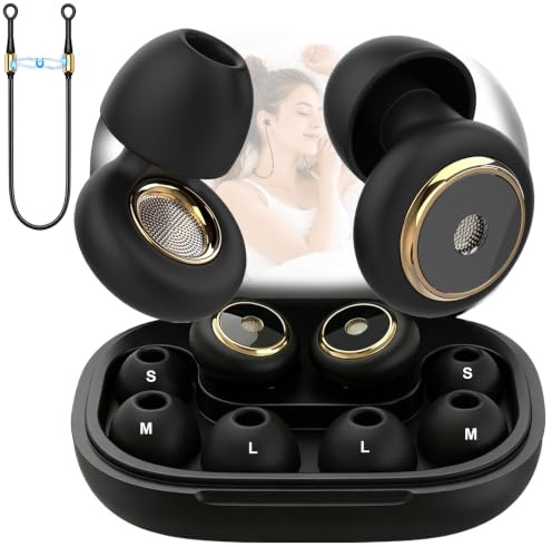 Bouchons D'oreilles Pour Dormir Avec Cordon Anti-Perte,Bouchons Boucle Anti-Bruit, Silicone Souples Et Réutilisables(Avec 3 Embouts Pour Le Sommeil) La Concentration Et La Sensibilité Au Bruit-Noir