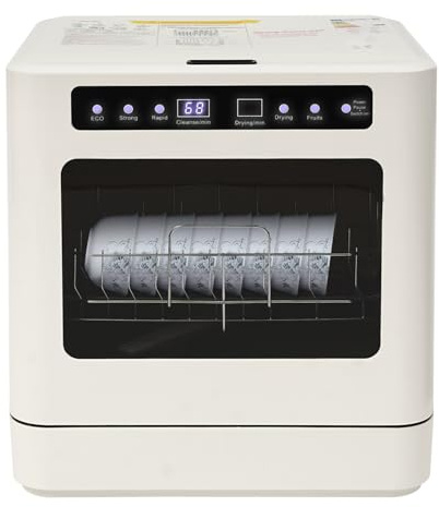 Lavastoviglie da tavolo, 800 W, 52 dB, mini lavastoviglie per 6-8 coperti con controllo touch, compatta a 2 livelli, per camper e campeggio