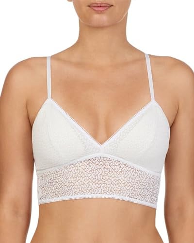 DKNY Damen Moderner Bralette Spitze, Lang BH, Popeline Weiß, Medium