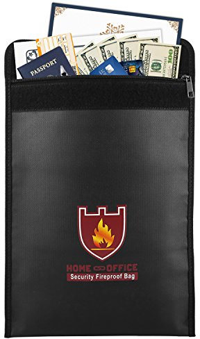 MoKo Feuerfeste Dokumententasche, Feuerfest und Wasserdicht Umschlag-Halter, Schützen Ihre Wertsachen, Dokumente, Geld, Schmuck, Reißverschluss für maximalen Schutz, Schwarz