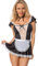 SHESHY Frauen Sexy Dessous Maid Cosplay Kostüm Französisch Naughty Cute Lace Dress Dessous Nachtwäsche (Schwarz, M)