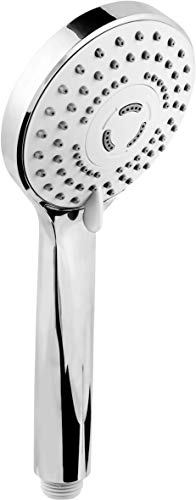 Cornat Handbrause Aspio - 97,5 mm Kopfdurchmesser - verchromt - 5 Strahlarten: Normal-, Soft & Massagestrahl - Anti-Kalk & Wasserspareinsatz / ECO-Brausekopf für Dusche & Badewanne / TECB3405