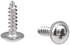 sourcing map 2x8mm Self Tapping Screws Phillips Pan Head with Washer Screw 304 Stainless Steel Fasteners Bolts 50Pcs