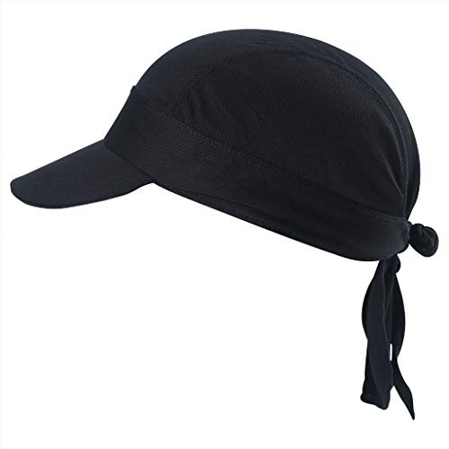 Arcweg Bandana Cap Kopftuch Mit Schirm Atmungsaktiv Pirat Kappe UV Schutz Verstellbar Bikertuch Radsport Mützen Schnelltrockned Schwarz