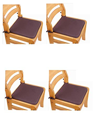 DadaAA Rutschfestes Sitzkissen zum Festbinden, für Garten, Terrasse, Küche, Esszimmer, 4 Stück (40 cm) (Kaffee)