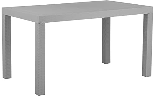 Beliani Gartentisch Rattanoptik 140 x 80 cm hellgrau Fossano