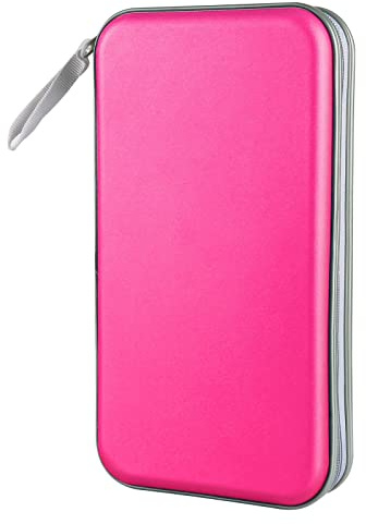 Siveit CD-Hüllen-Halter, 80 CD/DVD-Hüllen, Brieftasche, Hartplastik, CD-/DVD-Hüllen, Aufbewahrungsordner für Auto, Zuhause, Büro, Reisen (Hot Pink)