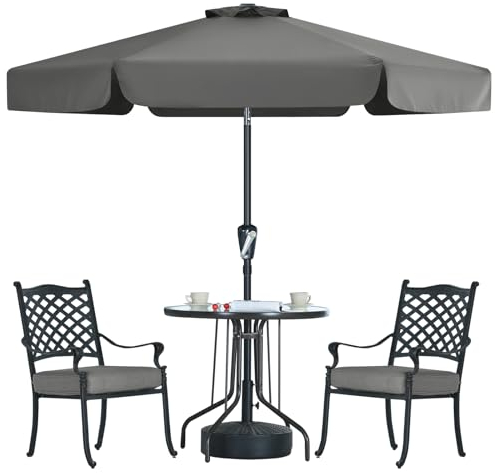 MasterCanopy Sombrilla de patio con cenefa para mesa al aire libre (2,3 m, gris oscuro)