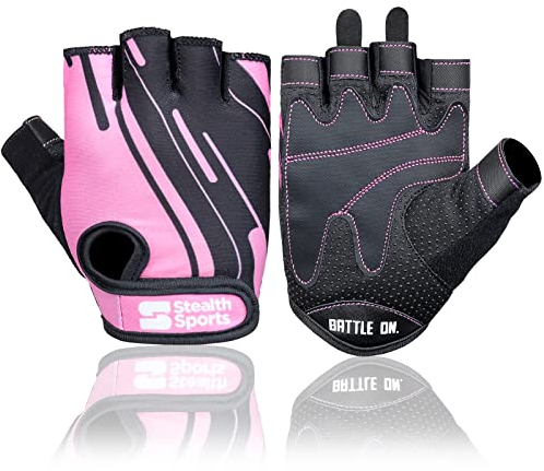 Stealth Sports Fitness-Handschuhe, Gewichtheber-Handschuhe für Damen und Herren, rutschfeste, Gepolsterte Trainingshandschuhe, Radfahren, Sporthandschuhe,PX3(Rosa,S)