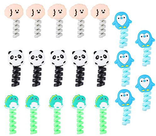 Hemobllo 20 Pcs animal winder charger protector laptop sleeve case earphone line winders charger end cord saver laptop protector headset winder student spring Packing Machine Silica gel