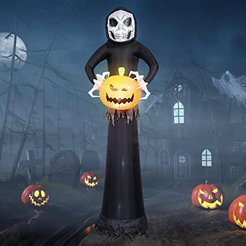 EBANKU 8.8Ft Halloween Aufblasbar Dekoration,Riesige Halloween Geist Kürbis mit LED-Lichtern für Lnnen und Außenbereich Halloween Dekorationen Hausgarten Rasen Garten Halloween Party und Horrorpartys