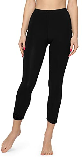 Merry Style Damen 7/8 Leggings mit Raffung MS10-424 (Schwarz, XS)