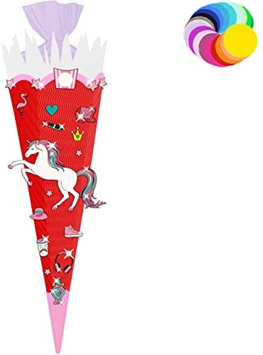 alles-meine.de GmbH Bastelset - Schultüte Farbe & Größe wählbar 70/85 / 100 cm - Einhorn - Farbe frei wählbar - Bastelschultüte - Zuckertüte zum selber Basteln Bemalen Bekl..
