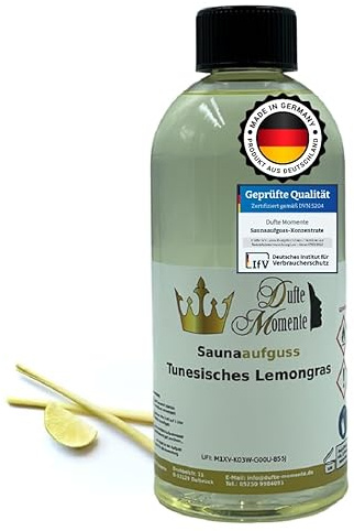 Dufte Momente Saunaaufguss-Konzentrat Lemongras – 500 ml – frisch & belebend – konzentriert & ergiebig – zertifizierte Profi-Qualität – vegan & Made in Germany