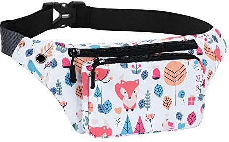 HAWEE Sport Bauchtasche Unisex Leichte Gürteltasche Hüfttasche Multicolor mit Verstellbarem Gürtel und Kopfhöreranschluss für Damen Herren Outdoor Reisen Wandern Joggen Radfahren Laufen Fuchs