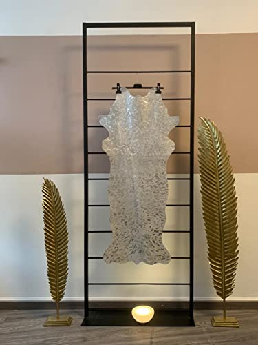 unendlich schoen - Echter Kuhfell Teppich klein, Made in Germany, geruchsneutral, Rinderfell ideal fr Wohnzimmer Esszimmer Flur (Silber metallic, 160 x 70 cm)