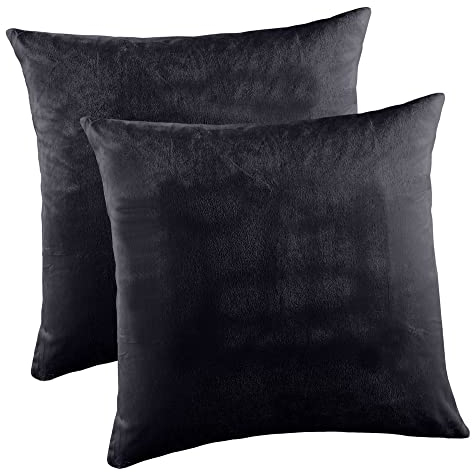 MALIKA Set 2er Kissenbezug Cashmer Touch Fleece Kissenhlle Sofakissen Kopfkissenbezug Kissenbezug Couchkissen, Gre:80 x 80 cm, Designe:ANTHRAZIT