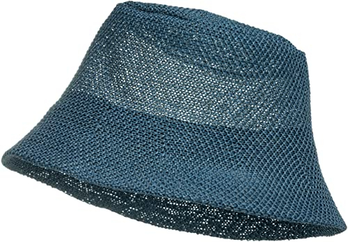 Caspar HT020 lässiger Damen Sommer Fischerhut Bucket Hat aus Toyo Stroh, Farbe:blau, Accessoires:One Size