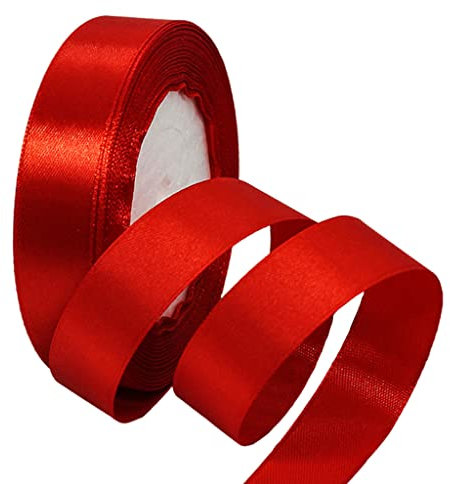 22m Satinband Geschenkband Rot 20mm Breit,Seidenband Rot Dick Schleifenband Satin Dekoband Geschenkverpackung Deko Band Stoffband für Halloween Weihnachten Hochzeit Taufe Geburtstag DIY-Handwerk