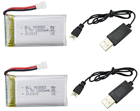 2PCS 3.7V 1200mah Batterie au Lithium & 2PCS Câble de Charge USB pour SYMA X5S X5SC X5SW X5SW-1 Photographie Aérienne Quadrirotor Télécommande Batterie