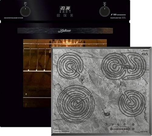 Kaiser Set di stufa EH 6367+KCT 6715 F epoca, forno elettrico, Autark, 79L, spiedo girevole, forno da incasso, 10 funzioni+piano cottura in vetroceramica con motivo, fornello da incasso
