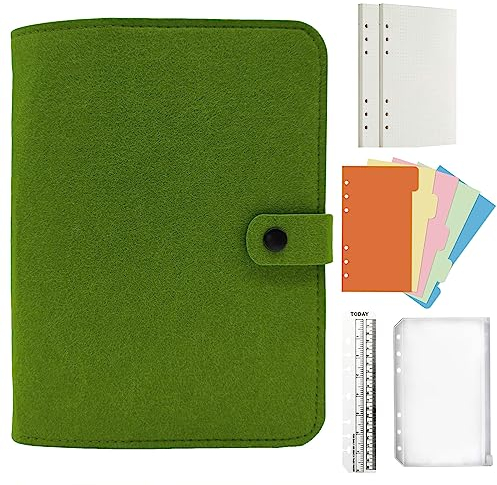 Jalach Filz Ringbuch a5 a6 nachfüllbar, A6 A5 Binder mit 90 Blatt Papier gepunktet Notizbuch Ringordner Tagebuch Planer Kalender Organizer für Arbeit Schule Rezepte Reise
