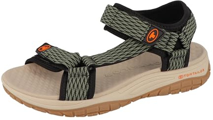Tom Tailor Herren 5380001 Sandale, Black Khaki, 44 EU