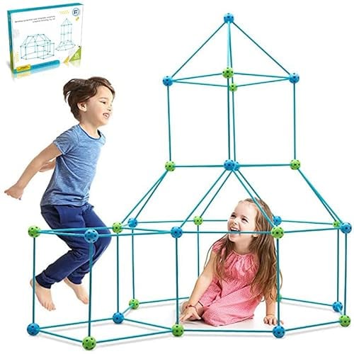 140 Pcs Kids Fort Building Kits,DIY Puzzle,Maison Jouet,Construisez Votre cabane,Bricolage Construction Châteaux Tunnels Jouer Tente Intérieur et Extérieur Cadeau pour Garçons Fille Âge 5 6 7 8 9