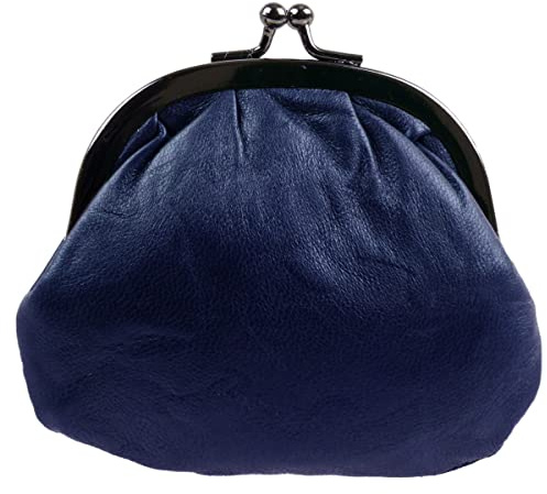 Oakridge Leather Ladies Compact Soft Clasp Coin Purse - Midnight Blue
