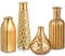 Hewory Gold Glass Vase for Flowers, Gilded Bud Vase Set for Table Centrepieces, Gold Ornaments Flower Vases for Living Room Wedding Home Decor, 22/19.5/16/12.5 cm