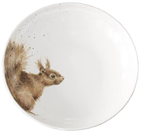 Wrendale Designs Porzellan Pasta- & Suppenteller Eichhörnchen ca 22cmD Royal Worcester tiefer Suppen-Teller mit Natur Motiv von der britischen Künstlerin Hannah Dale zum Essen servieren & als Geschenk