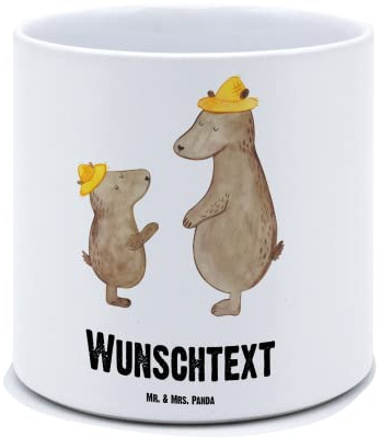 Mr. & Mrs. Panda Personalisierter Blumentopf Bären mit Hut - Personalisierte Geschenke, Vatertag, Vater, Familie, Papa, Bedrucken, Pflanztopf Namen, Oma, Personalisiert, Selbst Gestalten
