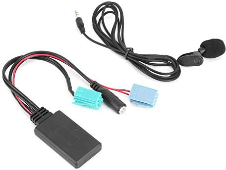 Qiilu Câble Audio Bluetooth Adaptateur AUX-in Stéréo de Voiture 6 Broches avec Microphone pour Clio Espace