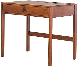 Memomad Bali Schreibtisch Mit Schubladen - Kleiner Schreibtisch Aus Massivem Kiefer Holz, 90x60cm - Praktischer Home Office Desk Mit Aufbewahrungsnischen, Caramel Home Office Furniture