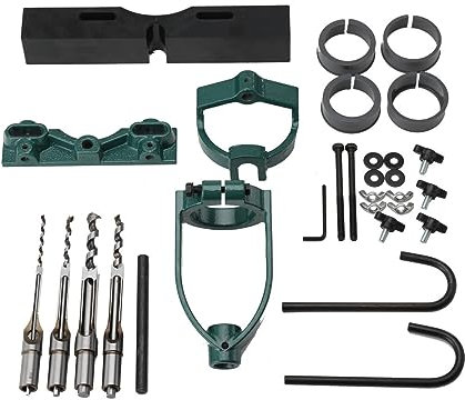 SUDEG Accessoires de Mortaiseuses pour Perceuse à Colonne, Ensemble de Localisateur Perceuse D'établi Pour Perceuse à Mortaiser Burin Tenoner Machine avec 4 Embouts Acier