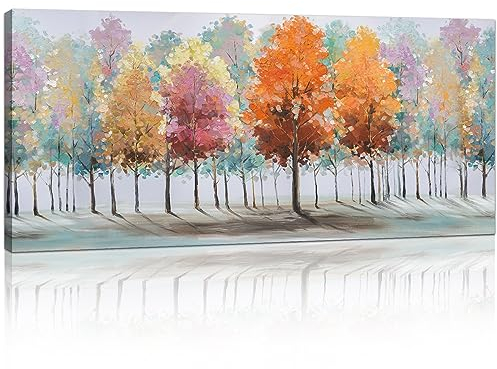 Mit Rahmen Großes Leinwandbilder Bilder Abstrakt Vier Jahreszeiten Baum bild auf leinwand Wandkunst Modern Wandbilder XXL Kunstdruck Deko für Wohnzimmer Schlafzimmer fertig zum Aufhängen 120x50cm