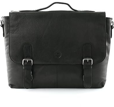 Sattlers & Co. Aktentasche The Barn Montesol Briefcase | Aktentasche mit gepolstertem Laptopfach | geeignet für den Transport von DIN A4-Unterlagen (Black)