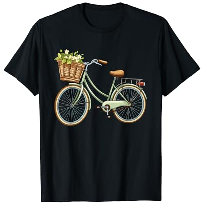 Ein schöner retro Fahrrad mit dem Blumen Korb Fahrrad T-Shirt