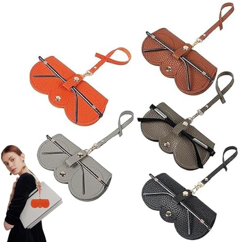 YZDZSW Soft Leather Sunglasses Bag, 5 PCS Eyeglass Bags with Lanyard, Sunglasses Case, Portable Slim Glasses Case Sunglasses Storage Holder for Women Men