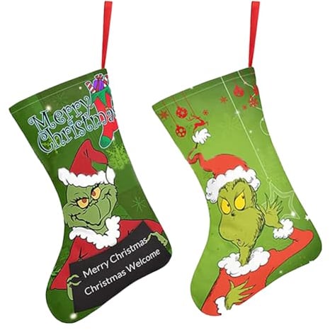 Nesloonp Weihnachtsstrumpf,Weihnachten Geschenkbeutel,Grinch Süßigkeiten Geschenktüte Weihnachtsbaum Deko zum Dessert Cookie Cupcake Süßigkeiten Verpacken Hochzeit,Kindergeburtstag