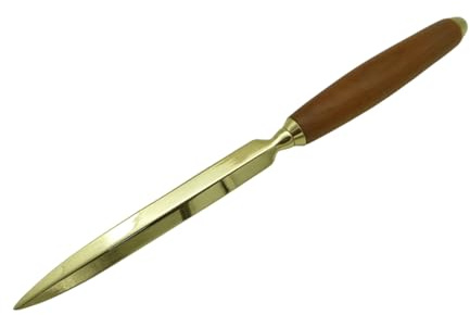 Drechselstube-Hofweller Edler Brieföffner mit Griff aus Edelhölzern, Modell Schwert, Holz handgedrechselt (Apfel, Gold)