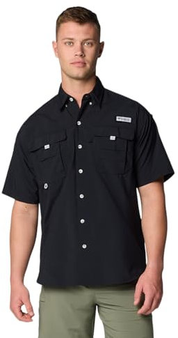 Columbia Men's Big and Powerful Bahama Ii UPF 30 Short Sleeve Fishing Jersey, Black, XX-S