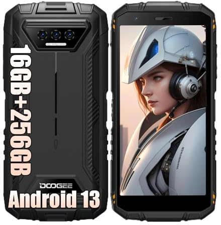 DOOGEE S41 MAX Outdoor Unlocked Smartphone Ohne Vertrag 2024, 16GB + 256GB 1T-Erweiterung, 13MP Kamera + 8MP, 5.5 Zoll, 6300mAh Akku, NFC Simlockfreie Handys 4G Rugged Phones Face ID Schwarz