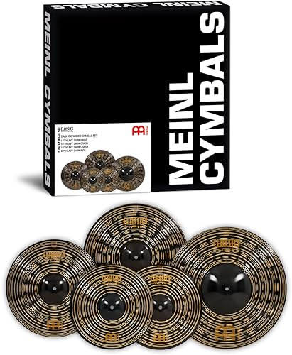 Meinl Cymbals Beckenset Classics Custom Dark Expanded — mit 14 Zoll Hihats, 2 Crash-Becken und Ride Schlagzeug Becken — B12 Bronze, Dunkles Finish (CCD-CS4) | B12 Bronze Becken für Schlagzeug, 45,6 cm, 40,6 cm, 45,6 cm, 45,7 cm, 45,7 cm, 50,8 cm
