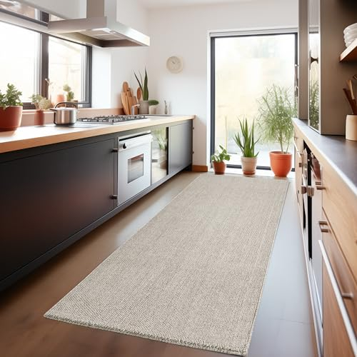 Carpetsale24 Teppich 80x250 cm Braun, Langer Schlingenflor Läufer für Flur oder Küche, Einfarbig & Pflegeleicht, Weich & Modern