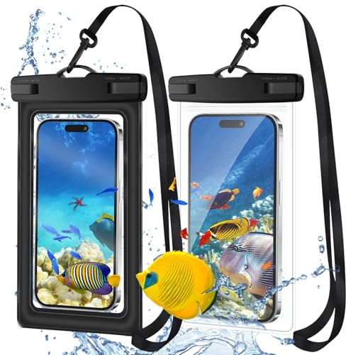 VFANDV Funda Impermeable Móvil 2 Piezas, IPX8 Bolsa Estanca Movil Universal Funda Bolsa Móvil Impermeable Funda Movil Impermeable Agua para iPhone, Galaxy, Huawei y Otros Celular hasta 6.8