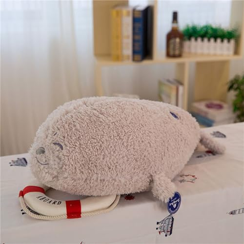 Ueiwffzo Robbe Kuscheltier, Plush Toy, Weiches Seehund Plüschtier, Cute Realistische Robbe Plushies für Baby Kinder Mädchen (50 cm)
