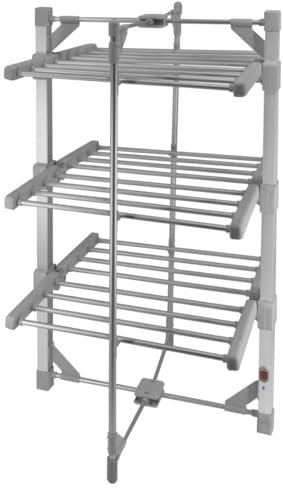 Séchoir à Linge Etendoir Electrique Chauffant 50 à 55°C - 21m en 1-112 x 62 x 60 cm - 3 Niveaux à 8 Barres - 220W - Pliable & Compact [Pinces à Linge & Housse INCLUSES] Lessive, Séchage Vêtements