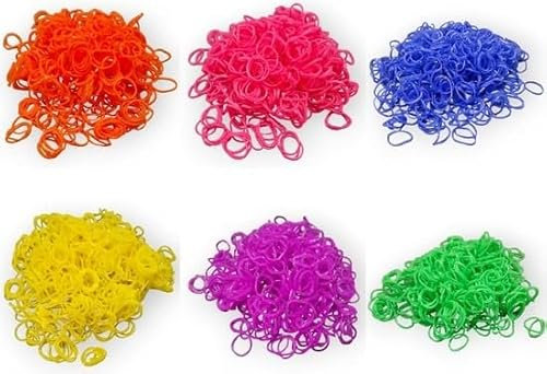 gummibänder Set für Kinder 3600 gummibänder 6 Tüten mit je 600 Bändern, Webhaken und S-Clips - Kreatives Armbänder Selber Machen (8 farben Mischung)